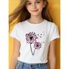 European sizes Love Dandelion" Letter/cartoon Print, Girls' Short-sleeve T-shirt, Cool and Breathable for Spring/summer Wear
