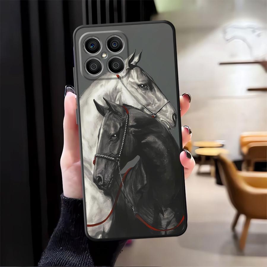 Animal Horse Pattern Case for Honor X5b X7 X8 X6 8X 200 400 Lite 90 Magic5Lite X9a 70 Black Soft Phone Cover