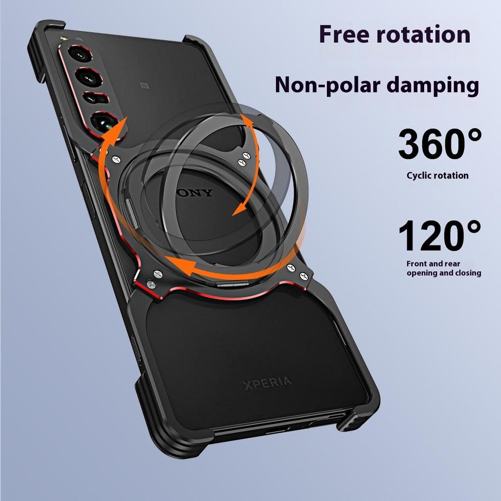 For Sony Xperia 1 IV 5G Kickstand Case Metal Bumper Magnetic Phone Cover