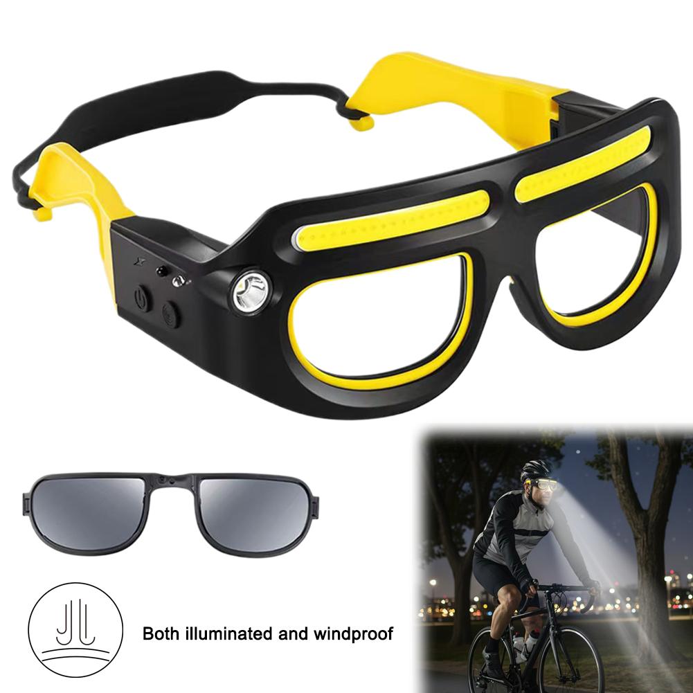 Rechargeable LED Safety Glasses Headlights Detachable Sunglasses Multifunctional Headlamp for working Riding Night Fishing