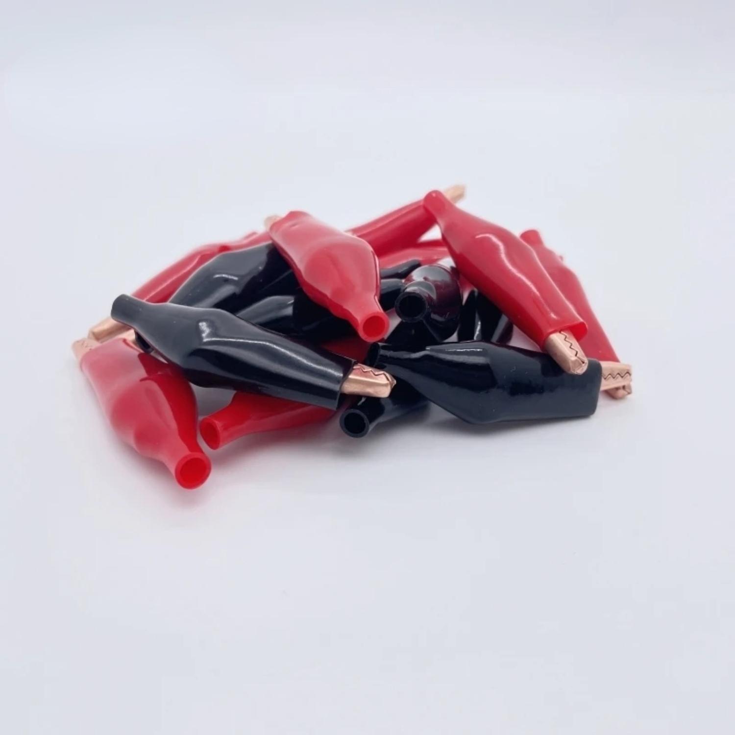 

10 Pcs Crocodile Electrical Clamp 28mm 35mm 45mm Copper Alligator Clip Testing Probe Mini Meter Clip Black Red With Soft Plastic