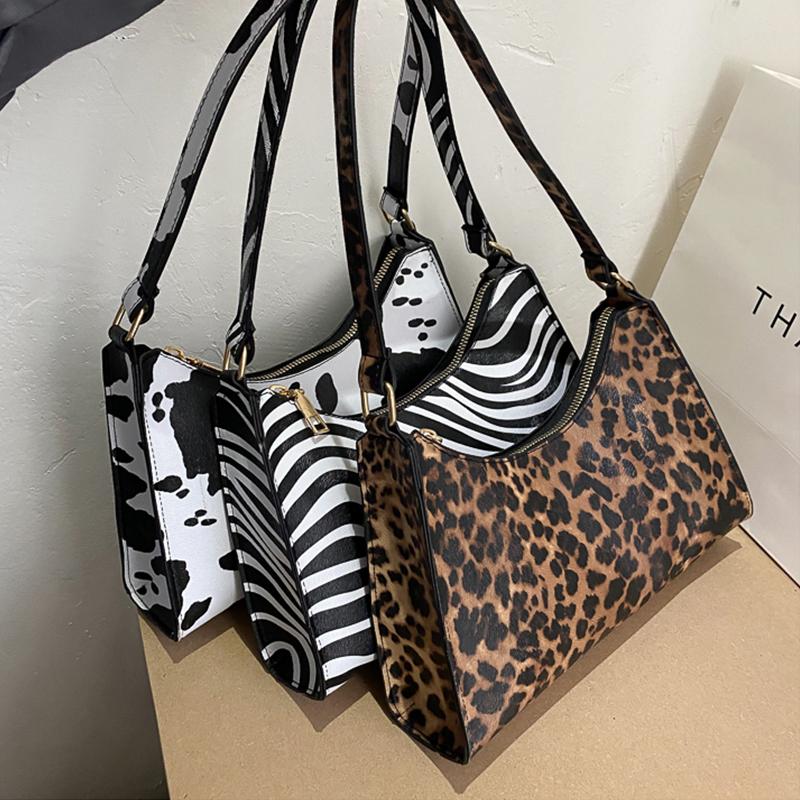 Fashi Zebra Print Women Luxury Handbag PU Leather Simple Underarm Shoulder Bags Female Daily Design Clutch Totes Purse Pouch