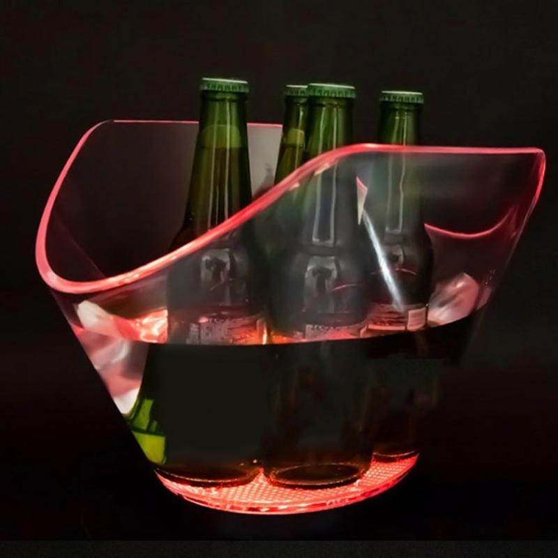Illuminated Ice Buckets Transparent Beverage Tub with Glowing LED Champagne Container Beverages Chiller for Parties