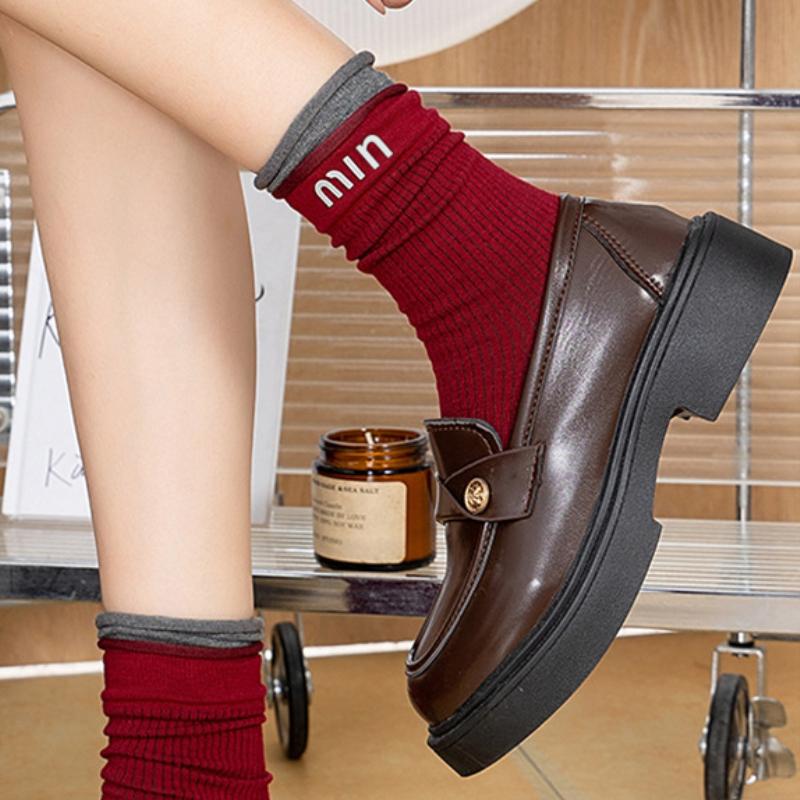 Ankora Rote Herbst- und Wintersocken bis zur Wade, vielseitige, lässige Trend-Damensocken