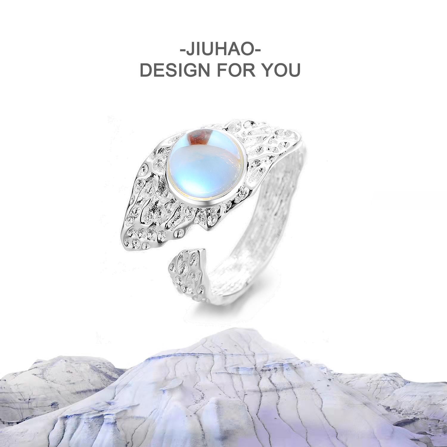 Original Design Personality Opening Irregular Index Finger Ring Women S Fashion Cold Wind French Texture Moonstone adjustable opening