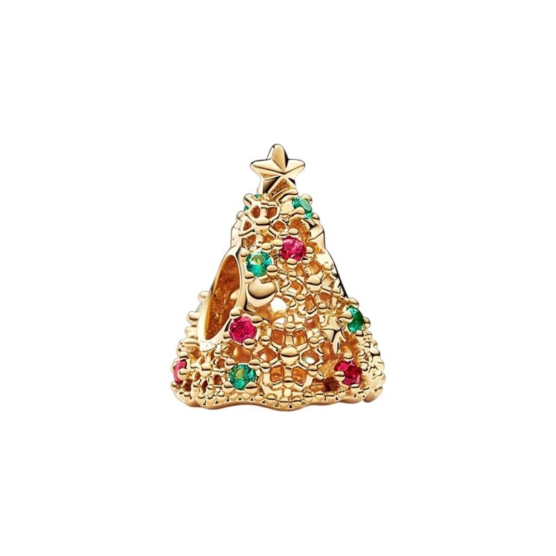 Novos Pingentes de Natal Diy Joias Femininas Presente Árvore de Natal Rena Nariz Vermelho Papai Noel Contas Encaixe Pulseira Original Acessórios
