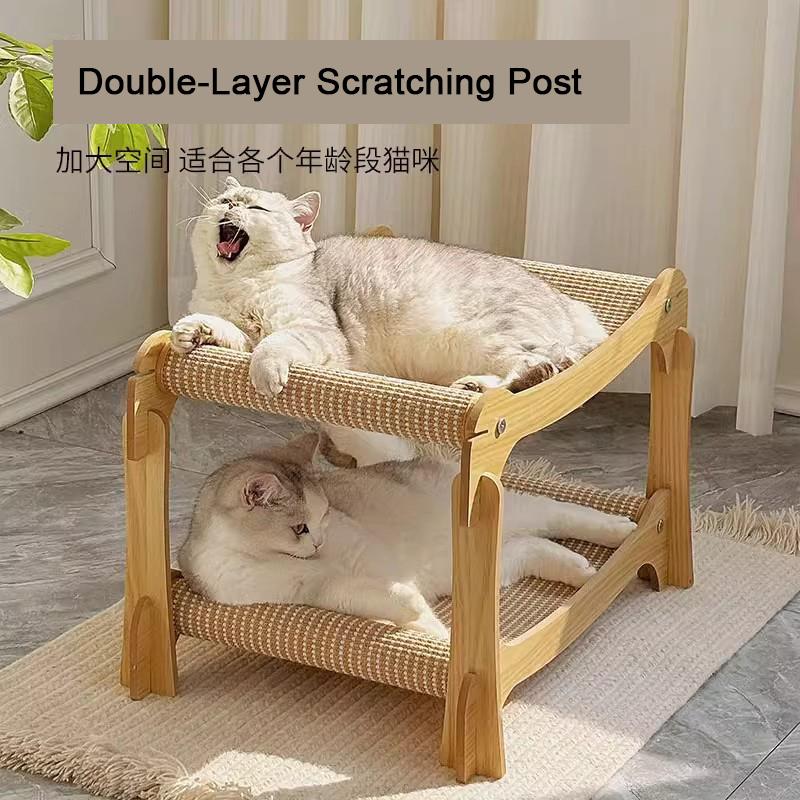 Double-Layer Scratching Post: Durable and Lint-Free; Bunk-Style Sisal Cat Bed Resistant to Scratching