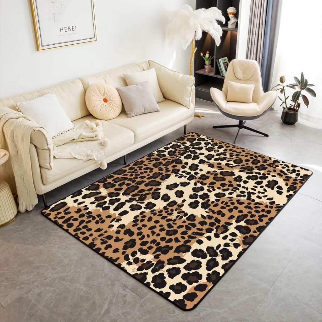 Erosebridal Lucky 8 Ball Area Rugs for Living Room 3x5 Leopard Print Cherry Non Slip Rug Trendy Cheetah Decorative Washable Rug Modern Funky