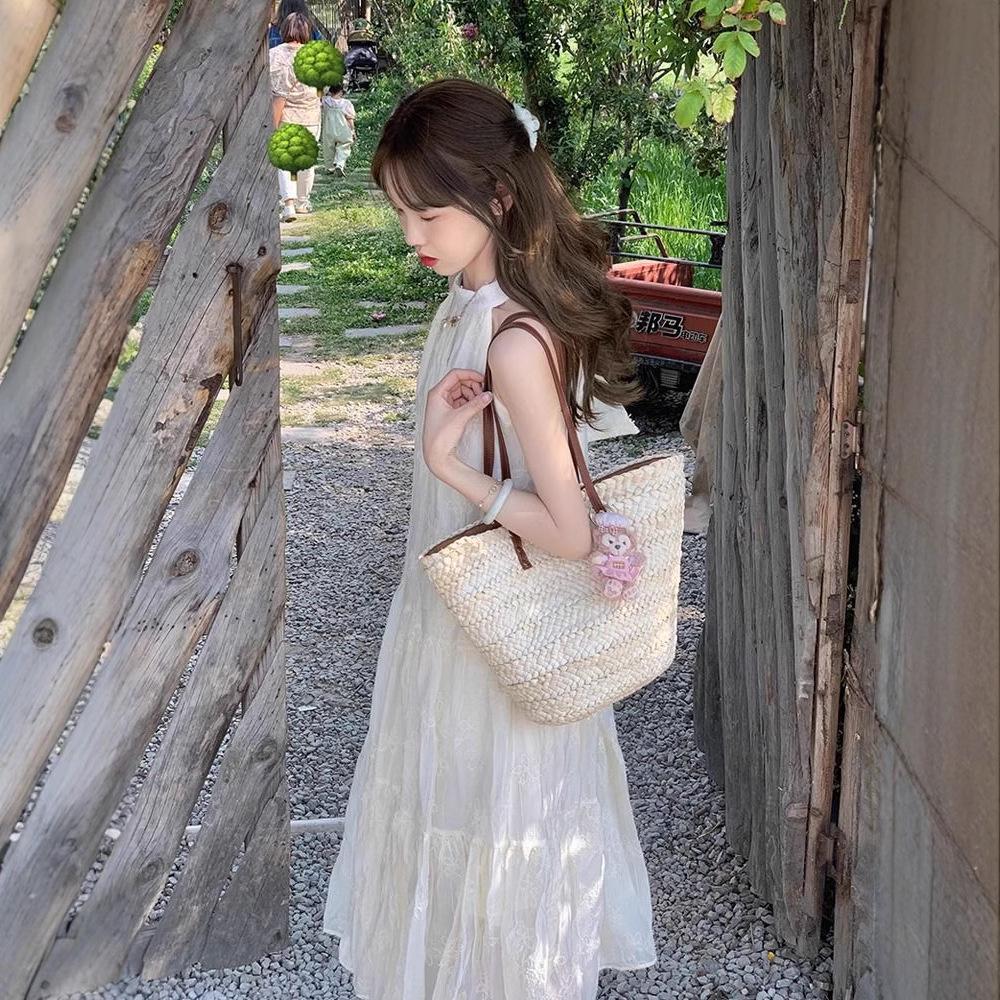 Women's Elegant Sleeveless Lace Halter Neck Off-Shoulder Midi Dress, Summer 2026 Collection