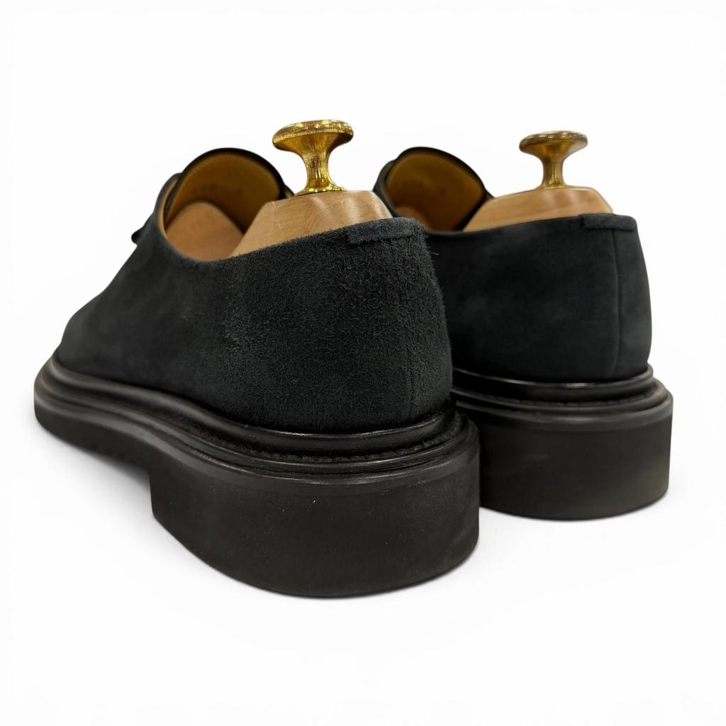 Ausgezeichnete GIORGIO ARMANI Lederschuhe Reißverschluss schwarz Wildleder Herren 6 Gebraucht