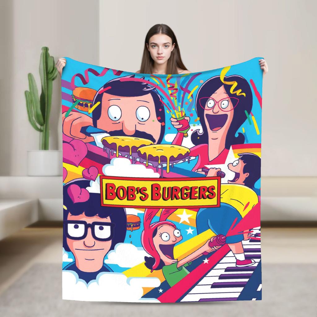 Super Soft B-Bob Burgers Thanksgiving Throw Blanket Premium Flannel Fleece Lightweight Bed Blanket Warm Plush Bedspread