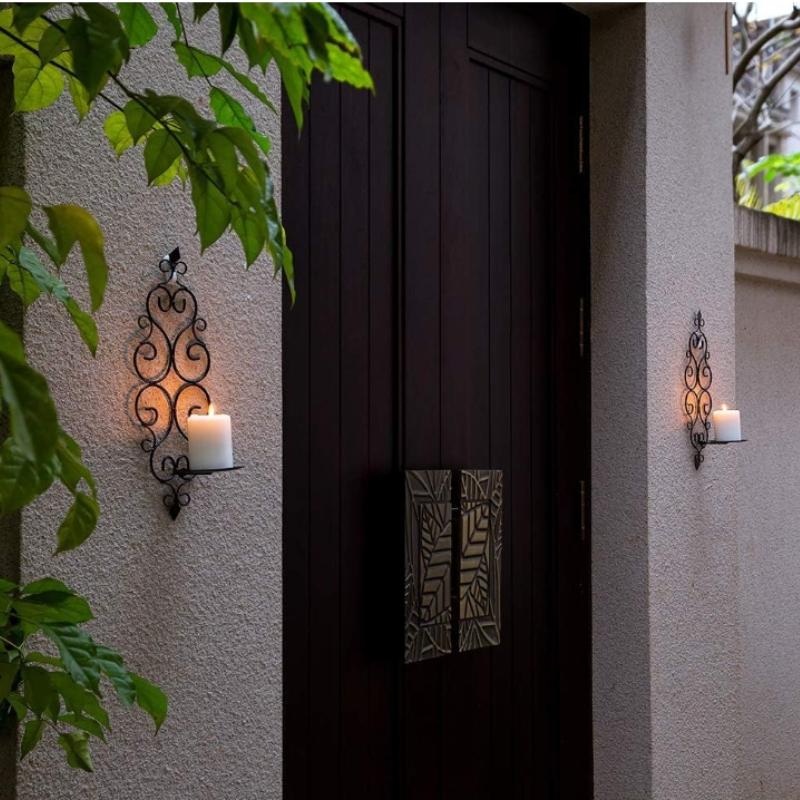 Iron Candle Sconce Holder Set of 2 Hanging Wall Mounted Pillar Candle Sconces Holder,Wall Sconces Decor for Bedroom Dining Room