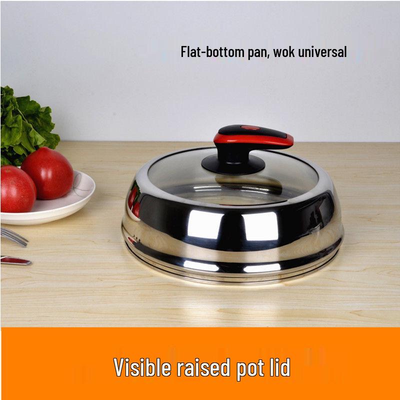 Heightened Stainless Steel Glass Pot Lid with Stand