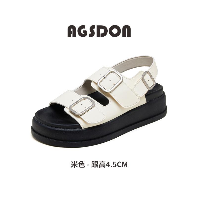 Augustine platform sports sandals women's 2025 new summer wear French white flat-bottomed casual cool slippers