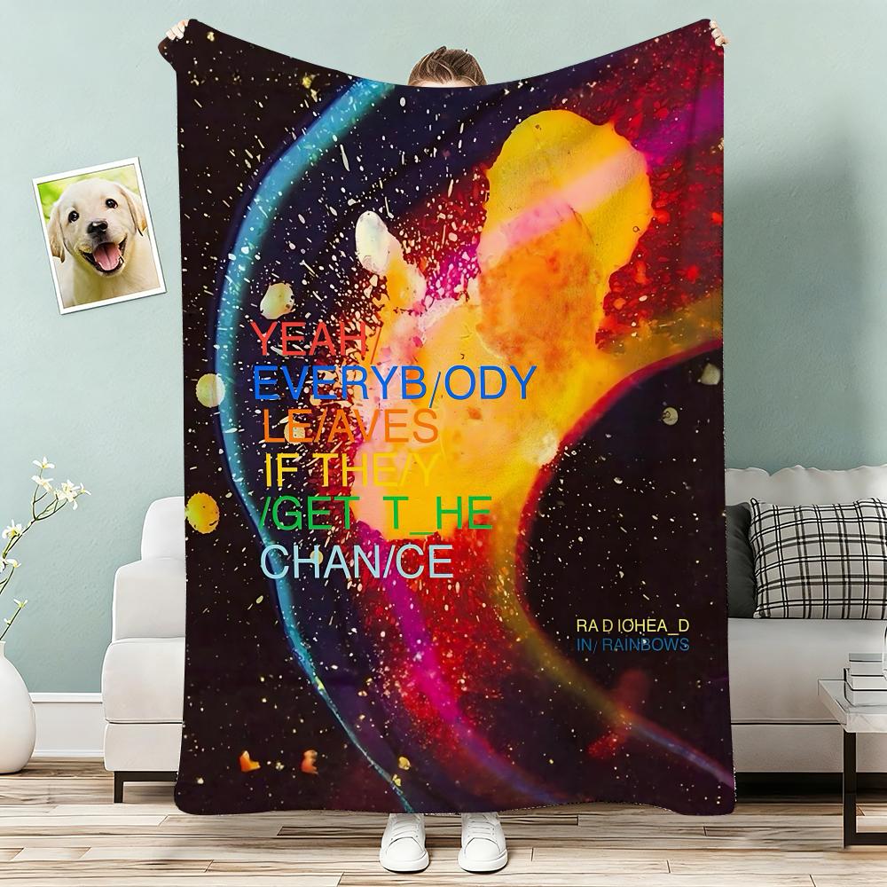 Art Rock Band Radiohead Music Throw Lightweight 240g Flannel Blanket Soft Skin-friendly for Summer Cooling 75x90cm