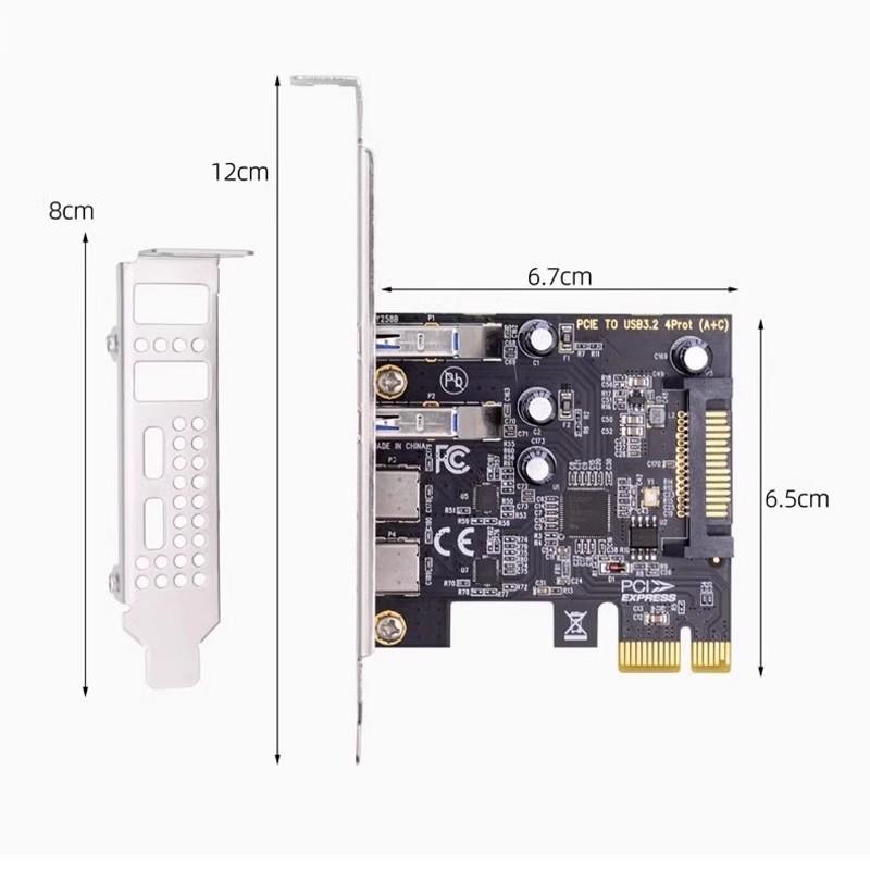 PCIE to USB 3.2 Gen1 5Gbps Expansion Card PCI Express 1x 4X 8X 16X Board 2 USB 2 Type C Extend Adapter for Computer Converter