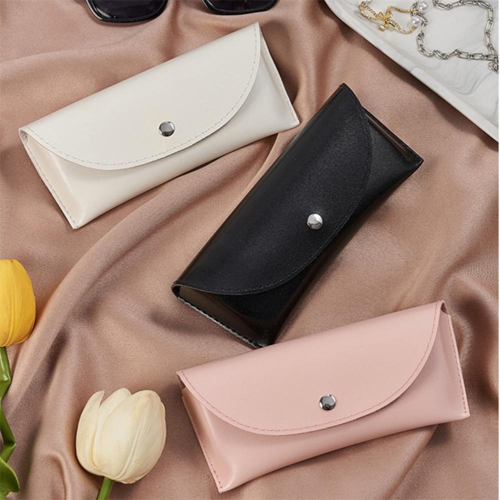Pu Leather Button Sunglasses Case Portable Soft Glasses Boxs Waterproof Glasses Protective Cover Eyewear Storage Bag
