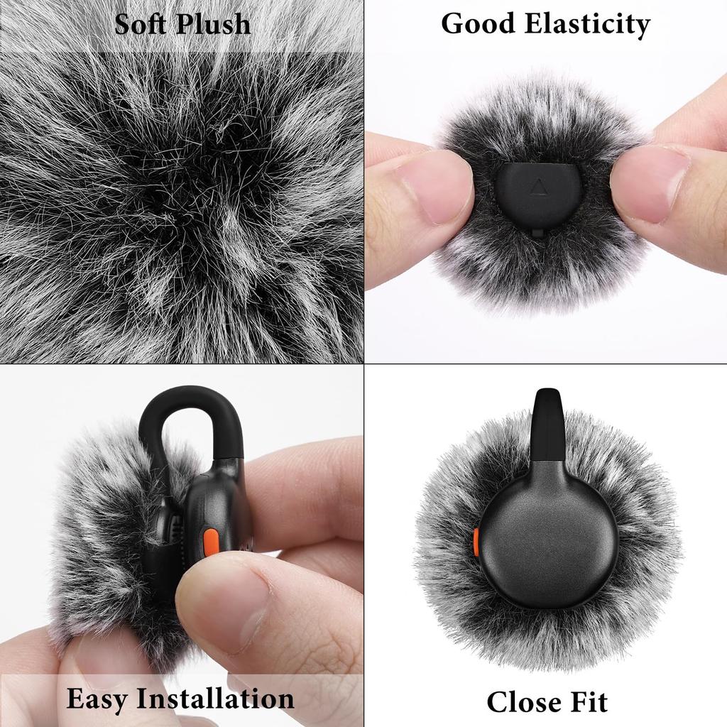 GEEKRIA Creator Fur Microphone Windshield Hollyland Lark M2S Dead Cat Wind Muff Windjammer Cover Grey 2 Pack