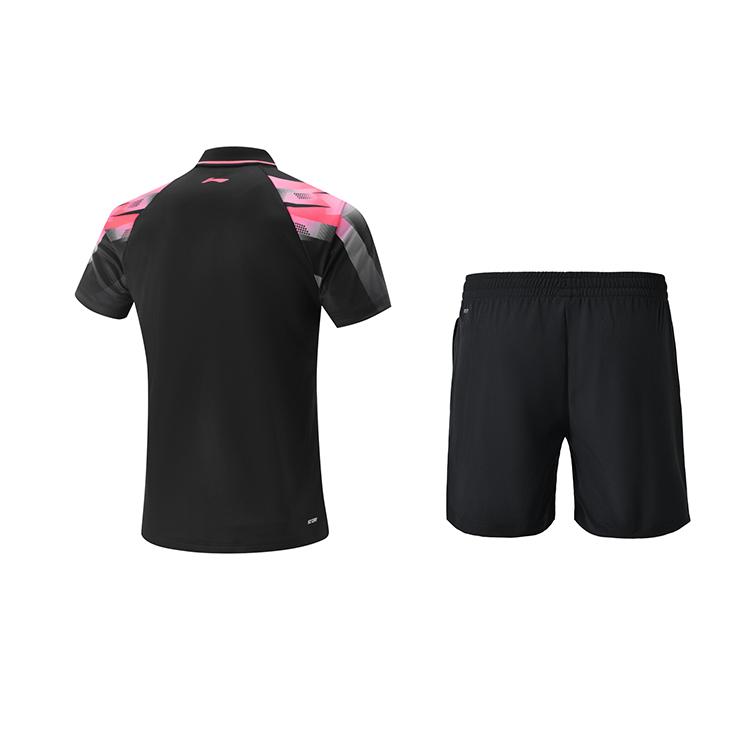Li Ning Shoulder Polo Neck Quick-Dry Short Sleeve T-Shirt Versatile Comfortable Straight Leg Shorts Casual Sports Suit AAYV117-1+AKSU789-3