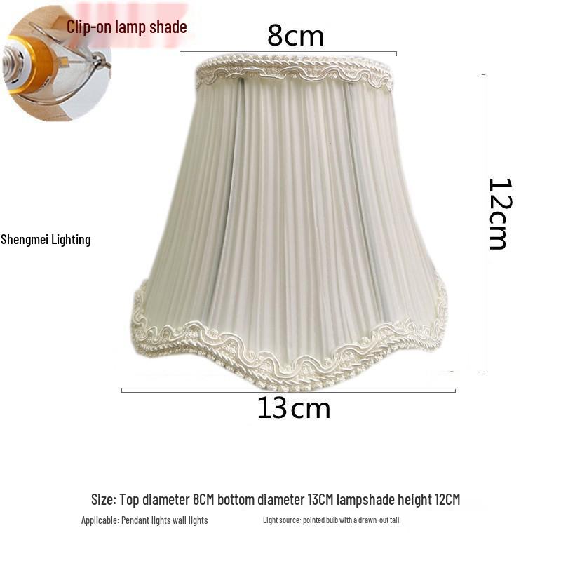 European Crystal Chandelier Fabric Lampshade, Clip-On, E27 Large Base, E14 Candle Bulb, Wall Light Shell Shade