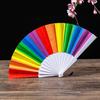 Rainbow Folding Fan Bright Color Lightweight Compact Size Colorful Hand Folding Fan Party Decoration