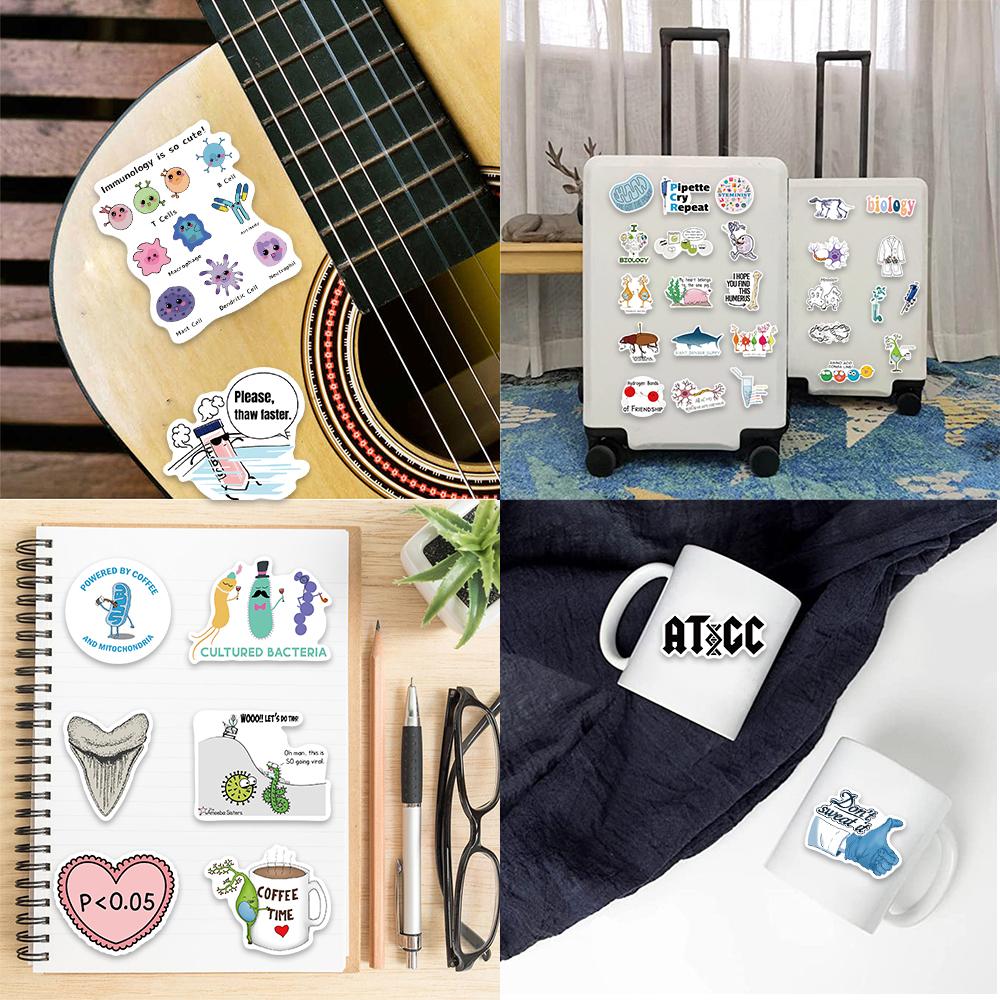 50Pcs Biology Style Stickers For Kids Scrapbook Diary Luggage Laptop Phone Sticker Toys Funny Graffiti Life Science Decals