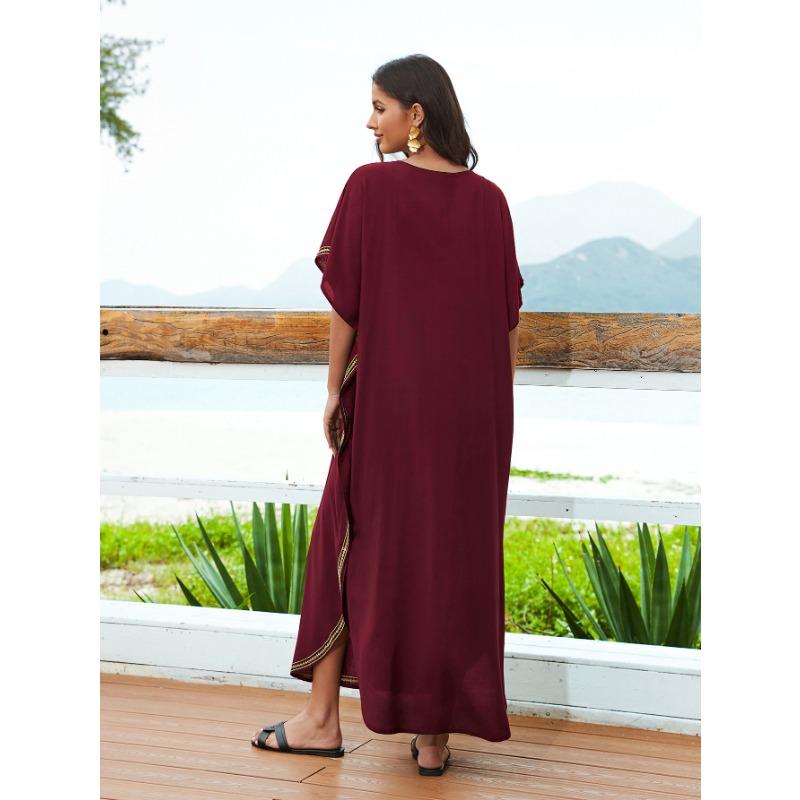 Moda damska Lato Wiosna Kwiatowy wzór Nadruk Rękawy 1/2 Dekolt w serek Luźna talia Sukienki codzienne