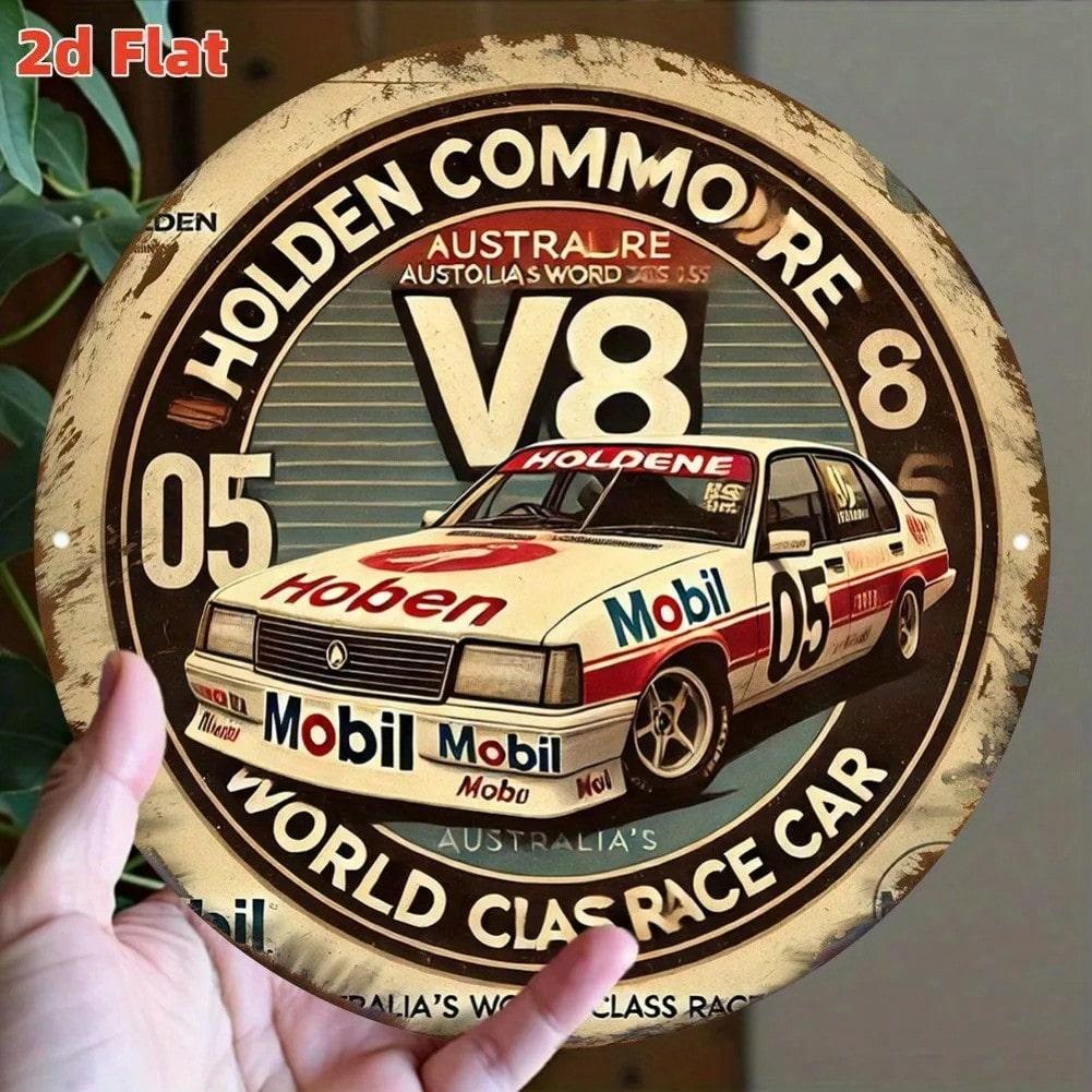Vintage Holden V8 Racing Car Metal Tin Sign Australia Motorsport Wall Art Decor 20x20