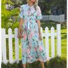 Vestidos Vintage Vintage Print Puff Sleeve Sommer Strand Süße Kleider Casual Quadrat Kragen Floral Maxi Lange Kleid 2022
