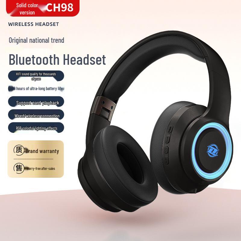 Noise-Cancelling Over-Ear Wireless Bluetooth Headphones with Card Slot and Long Battery Life for Gaming and Universal Compatibility