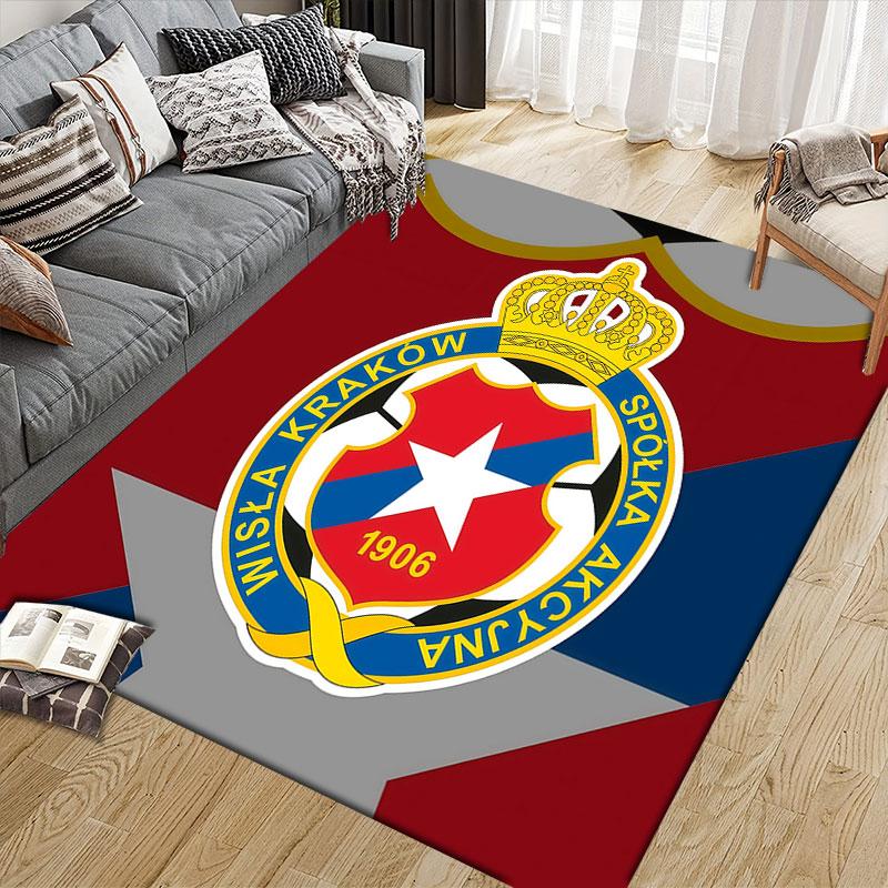 Wisla Krakow Flannel Printed Carpet, Home Sofa Decoration for Living Room & Bedroom, Non‑Slip Play Flannel Floor Mat for Game Room