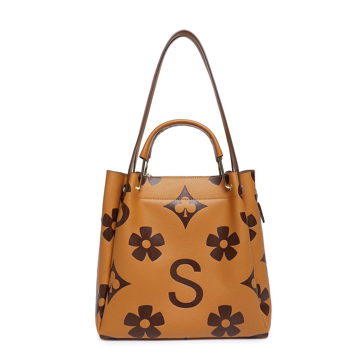 

Кожаная портативная сумка-тоут с тиснением, на плечо, большой вместимости, сумка-ведро для ребенка и матери