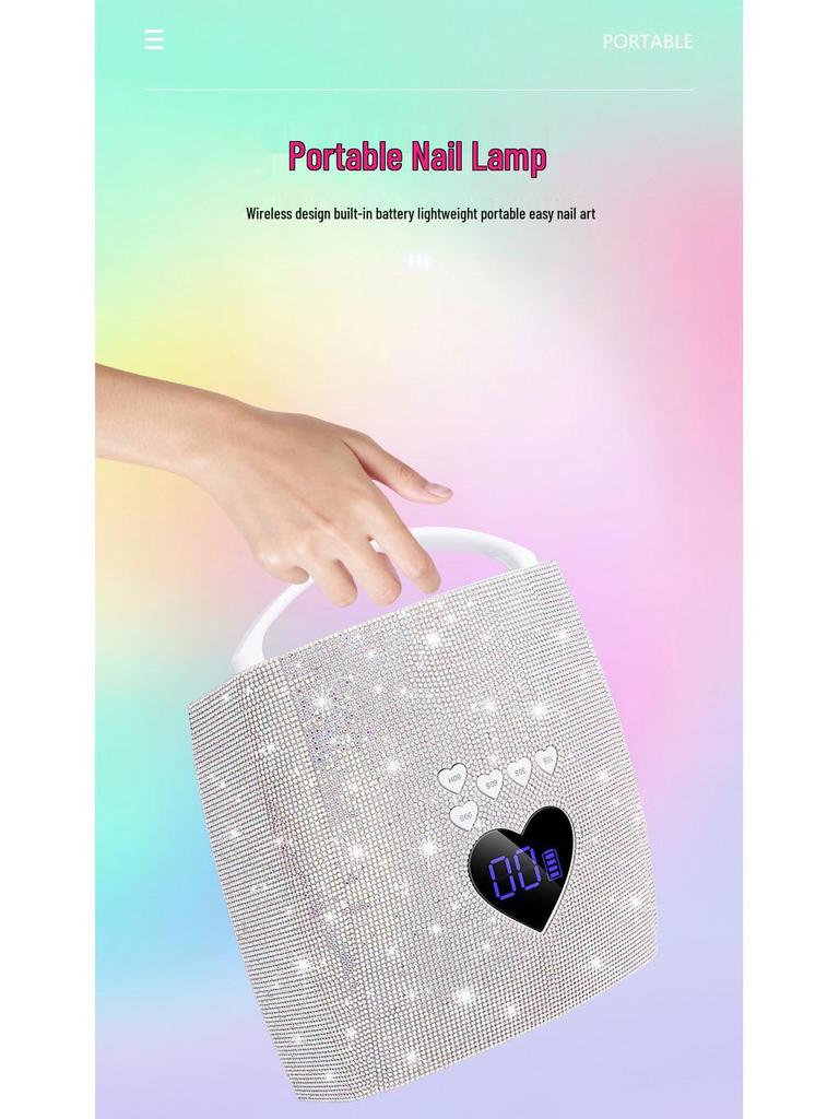 220W Rhinestone Dual Light Nail Lamp: Portable, Quick-Dry, Gel-Curing with No Blackening