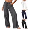 Pantaloni Larghi da Donna a Vestibilità Larga, Pantaloni Casual a Vestibilità Larga, Vita Alta Elastica, Pantaloni Lunghi con Tasche