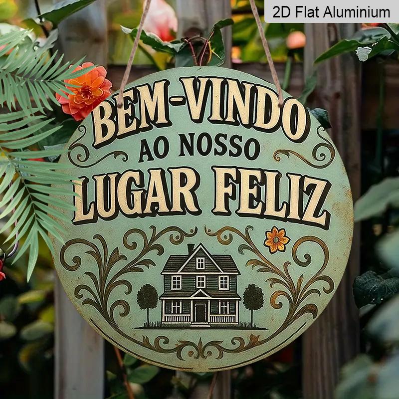 

2D Flat Aluminum Brazilian-Style House Wall Decor, Rustic Country Style, 7.87 Inches × 7.87 Inches, Holiday Gift, Suitable for Homes, Studios, Cafés 1pc