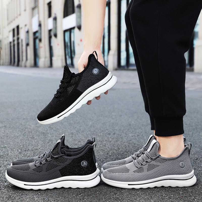 Men's shoes summer breathable sports shoes polyurethane lightweight running shoes solid color versatile mesh shoes single shoes