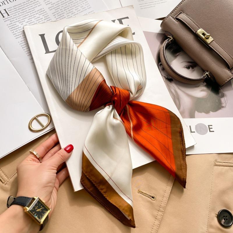 Zhang Ruonan silk scarf women's spring and summer new fashion retro accessories scarf neck high-end small square scarf