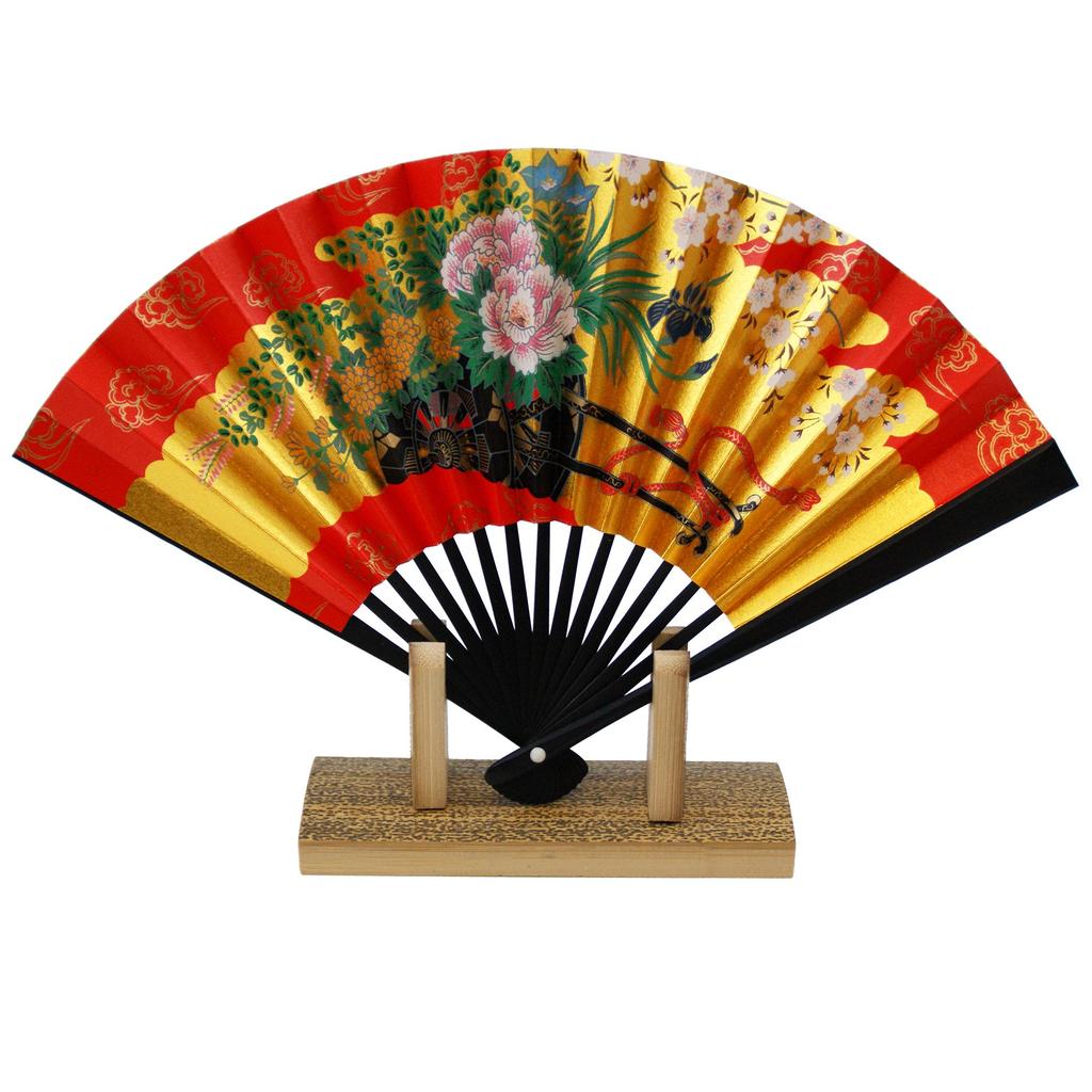 Osaka Choseido Decorative Folding 5 Inches Made In Kyoto Includes Original Set with Sachet and Fan Stand Paper Box Fan, (15cm), Japan, Style,
