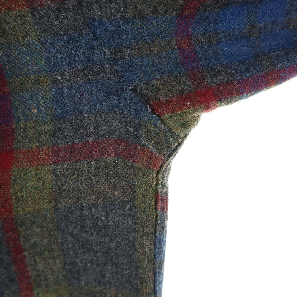 TOWNCRAFT 60s Made in Japan Wool Blend Flannel Vintage Check Pattern Long sleeve Open collar shirt Men's Used