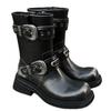 Vintage Maillard Style Short Knight Boots Do Polished Old Martin Boots Women's Autumn and Winter Thick-soled Thick-heeled Belt Buckle Short Boots