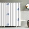 Blue Dog Print Shower Curtain Bathroom Decor Waterproof Fabric 3D Printed Bath Accessories Home Supplies White