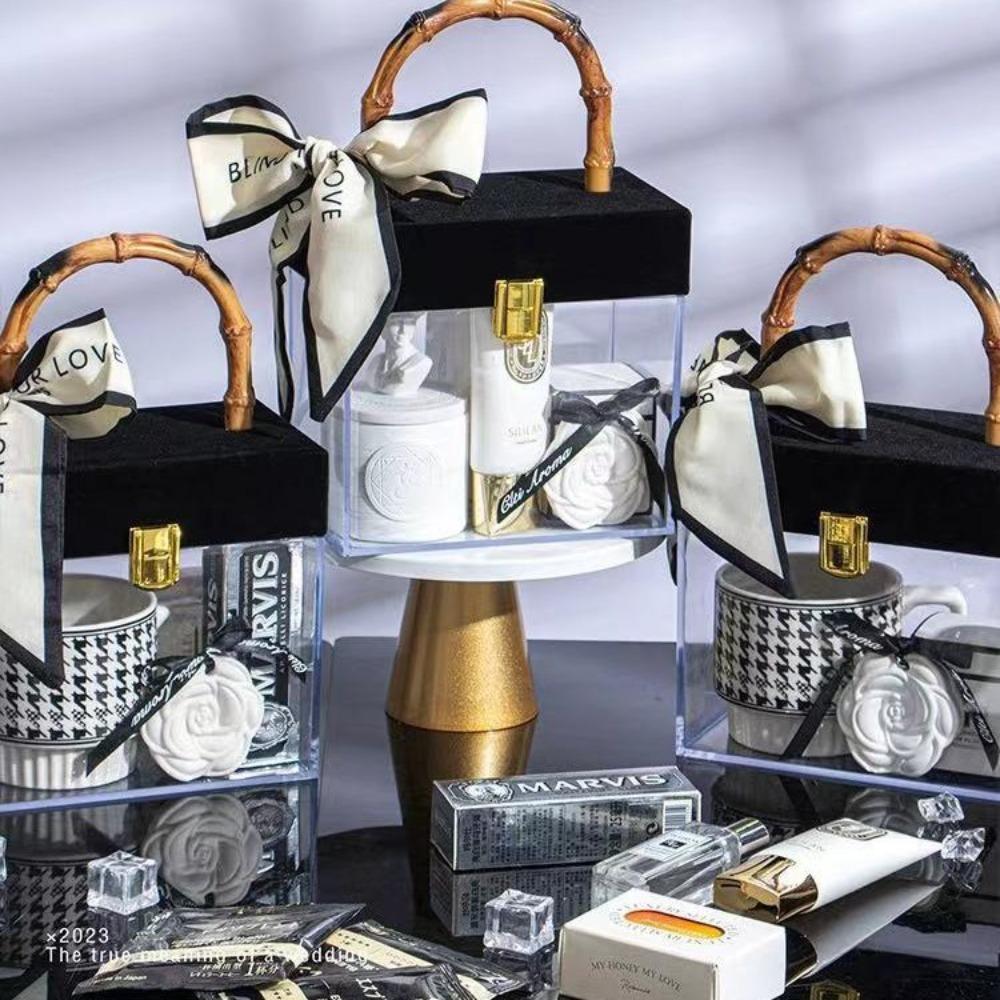 Dacron Mid-Autumn Festival Gift Box Scarf Headband Floral Skinny Scarf Women