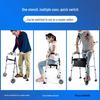 Aluminum Alloy Folding Walker with Wheels, Underarm Crutches, and Seat Cushion for Elderly Rehabilitation.