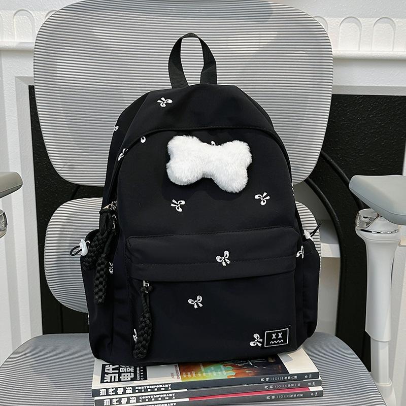 Schoolbag New Japanese Schoolbag Women's Simple Fresh and Versatile Junior High School Students Ins Bow Backpack Casual Backpack