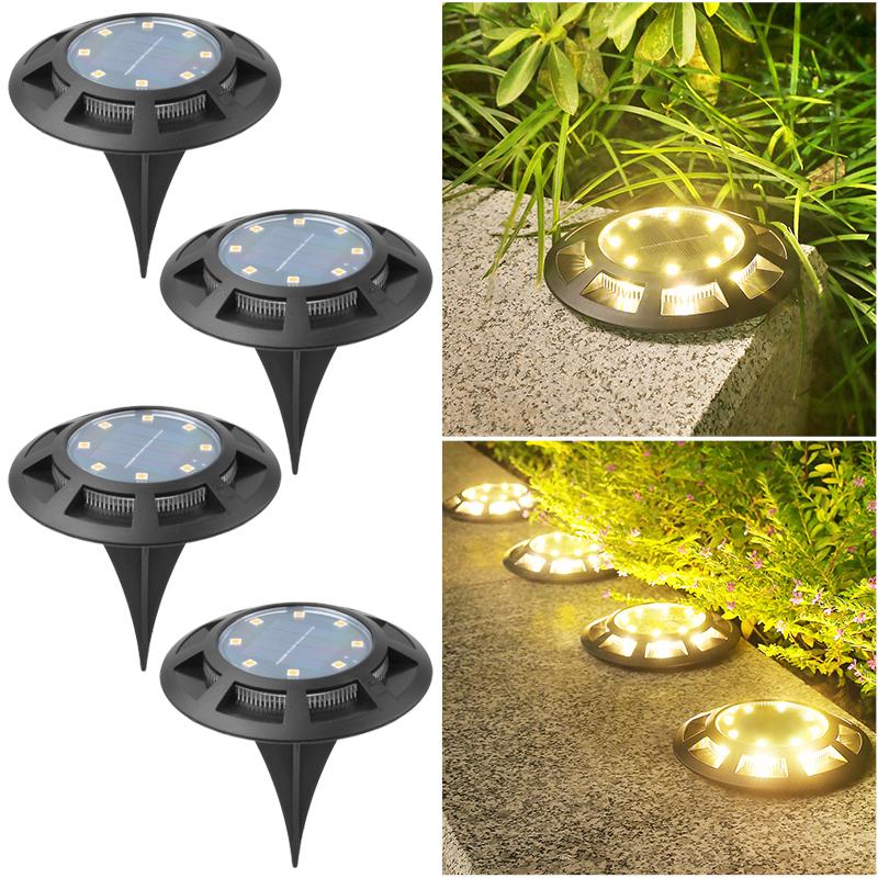 Solar Ground Light with Smart Light Sensor, LED Path Lights for Garden Yard Stairs