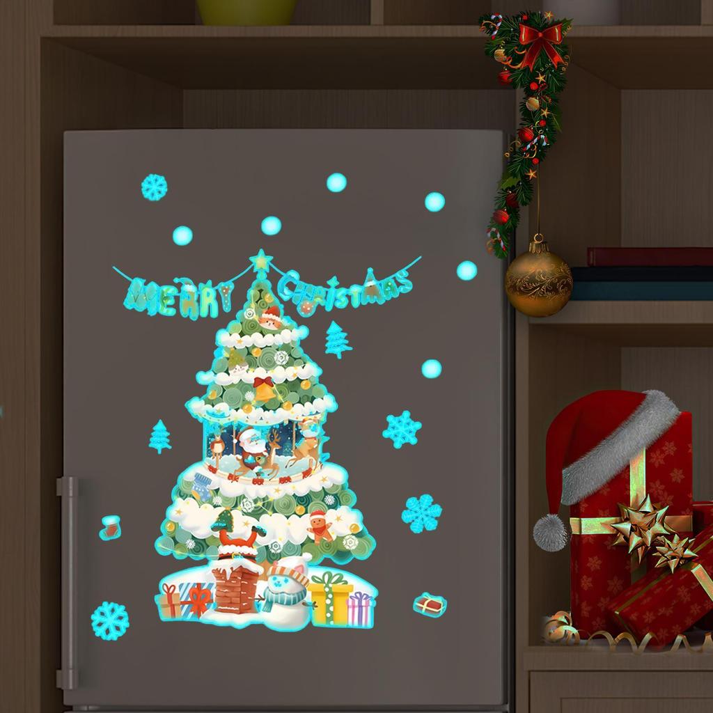 Glow In The Dark Christmas Stickers Blue Luminous Holiday Decorations Window Cling Glow In The Dark Christmas Decorations For