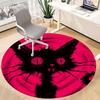 1PC Cat Night Office Round Area Rug, Mat Suitable For Office, Under Office Chairs Bedroom Living Room Home Decor, Room Deco
