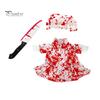 Fun Scary Halloween Design Porch Goose Outfit, Blood Clothes with Hat & Themed Apparel Knife, Horror Style Costume for Haunted House Party Favors