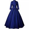 Vintage Victorian High Neck Ruffled Maxi Dress, 3/4 Sleeve A-Line Renaissance Gown for Women, Ideal for Cosplay, Halloween and Masquerade Parties
