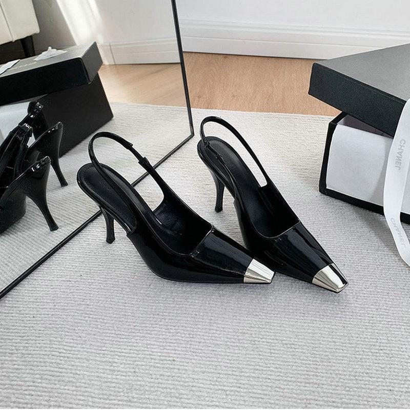 Fashion 2025 Summer Super Slim Little Cat Heels Black High Sense Bun Head Beautiful Not Tired Feet High Heeled Sandals Women Pumps